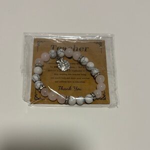 Teacher Elegant Pink and White Beaded Bracelet